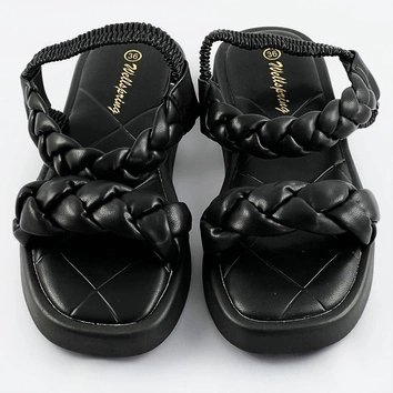 Sandały z plecionymi paskami czarne (af-250)