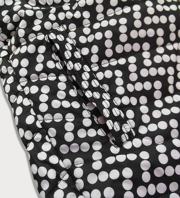 Dwustronna kurtka parka damska granatowa/kropki (w662)