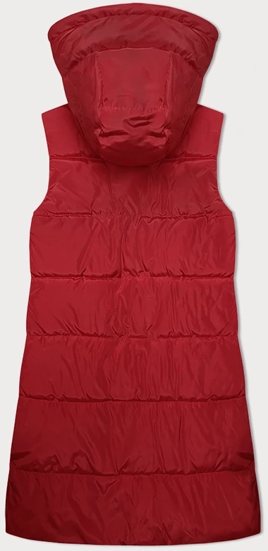 Dwustronny bezrękawnik damski z kapturem S'West czerwony/beż (B8221-4)