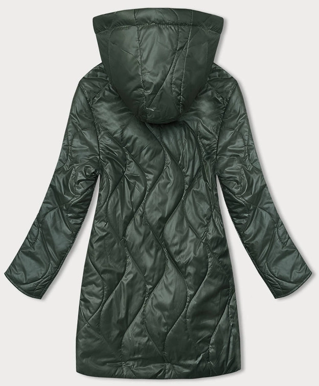 Damska kurtka z odpinanym kapturem ciemna zielona (B8218-10)