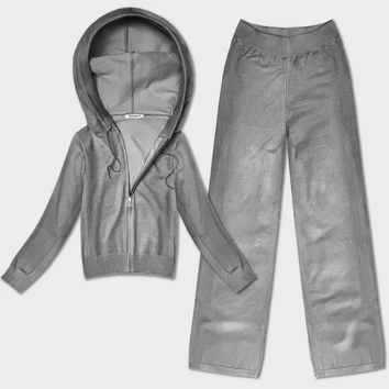 Dzianinowy komplet 2-częściowy bluza i spodnie szary (26C8803-2)