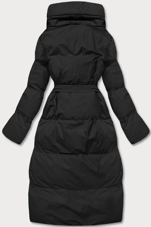 Zimowa kurtka damska kopertowa czarna (5M737-392)