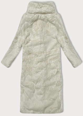 Płaszcz futerko damskie z kołnierzem ecru (WD2332)