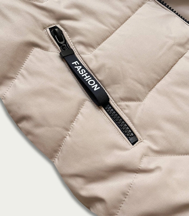 BEZRĘKAWNIK DAMSKI Z KAPTUREM BEŻOWY (B8020-46)