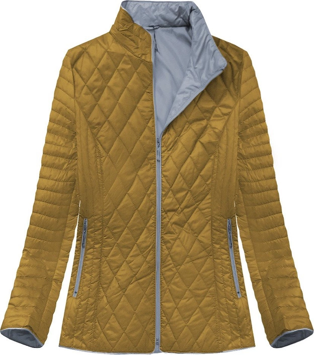 PIKOWANA KURTKA Z KAPTUREM MUSZTARDOWA (B9508)