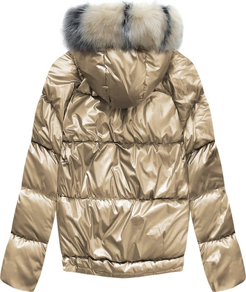 DWUSTRONNA ZIMOWA KURTKA DAMSKA ZŁOTA (X921X)