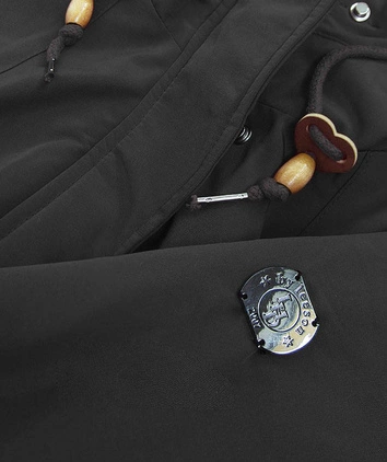 Wodoodporna parka damska na futerku czarno-szara (m-933)