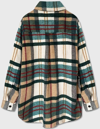 DAMSKA KOSZULA W KRATĘ CIEMNY ZIELONY/BEŻOWY (8075)