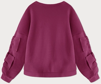 Ciepła bluza damska z kokardkami fuksja (23999)