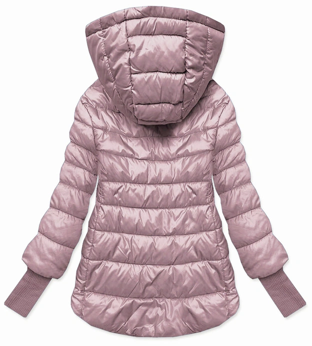 Krótka kurtka damska z dzianinowymi ściągaczami różowa (P22/P3-6636/P3-6023-52)