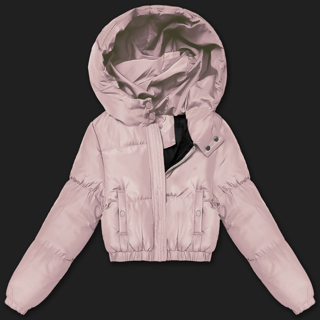 Krótka kurtka zimowa puffer J Style jasny różowy (5M3260-46)