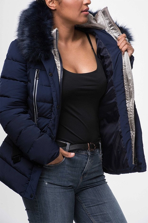 KURTKA Z ODBLASKOWYMI LAMPASAMI GRANATOWA (M8-610)