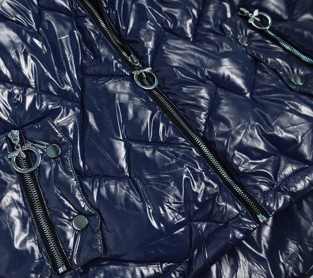 PIKOWANA DAMSKA KURTKA ZIMOWA GRANATOWA (B9540)