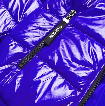 Błyszcząca kurtka damska ze ściągaczem chabrowa (LD7250BIG)