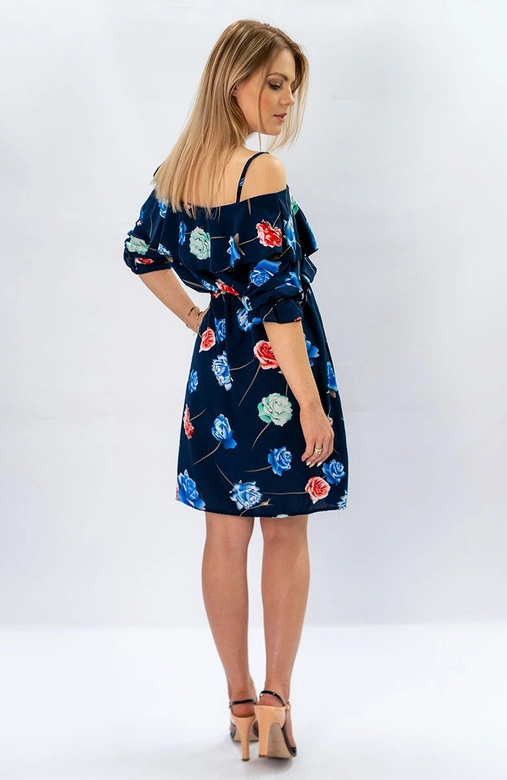 SUKIENKA HISZPANKA W KWIATY GRANATOWA (356ART)