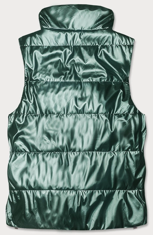 Krótka kamizelka ze stójką damska zielona (B8152-10)