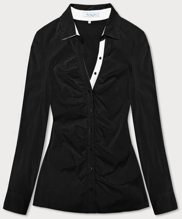 Bluzka z kontrastowymi wstawkami czarna (AWD0205)