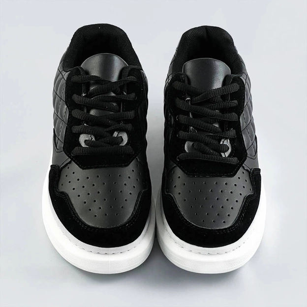 Damskie sznurowane półbuty sportowe czarno-białe (rc-50)