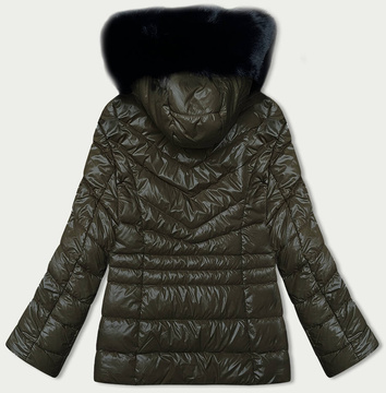 Pikowana kurtka zimowa damska khaki (V776G)