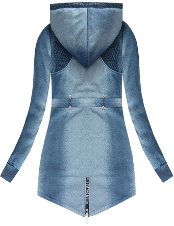 BLUZA Z KORONKĄ I KAPTUREM NIEBIESKA 1/1 (J77218)