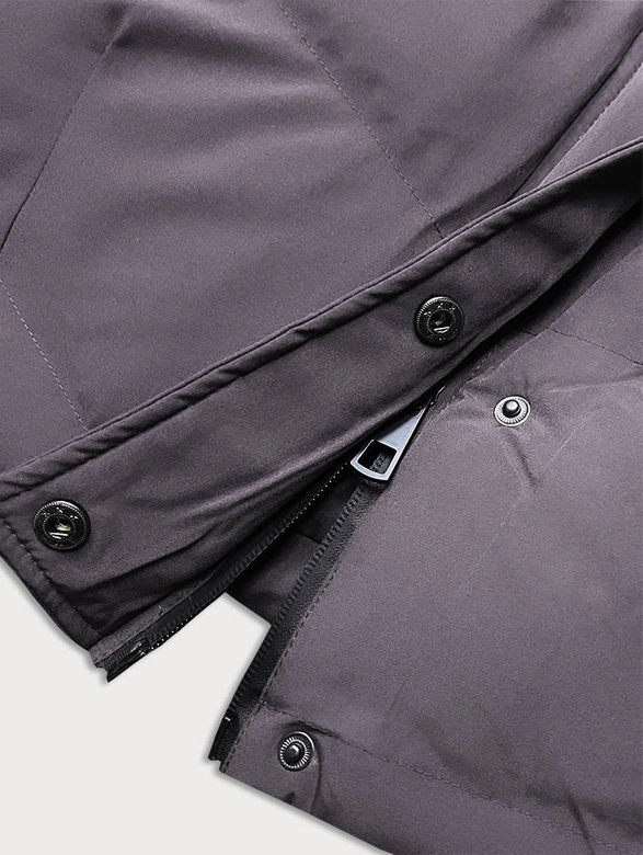 ZIMOWA KURTKA DAMSKA Z KAPTUREM CIEMNOSZARA (23071-4)