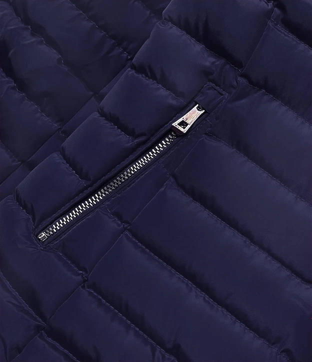 Przejściowa pikowana kurtka damska niebieska ciemna (23063-6)