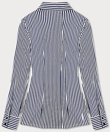 Koszula w paski z marszczeniami granatowo-biała (AWY2015D)