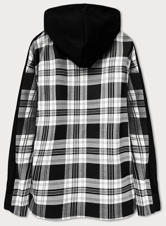 BLUZA DAMSKA Z ŁĄCZONYCH MATERIAŁÓW CZARNA (21377)
