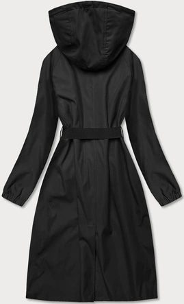 Długi płaszcz z paskiem czarny (AG5-019)