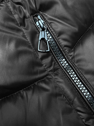 Zimowa dwustronna kurtka damska z kapturem czarny-beż (B8202-1046)