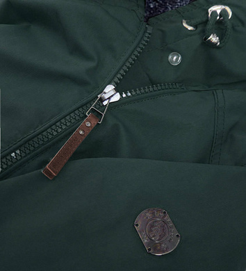Wodoodporna parka damska zielono-szara (m-923)