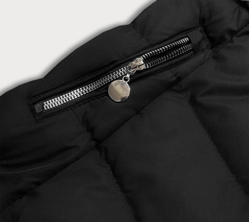 Krótka puchowa kurtka zimowa damska czarna (5m726-392)