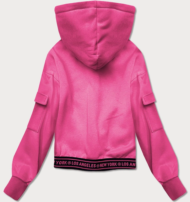 Krótka bluza dresowa damska ze ściągaczami różowa (26030)