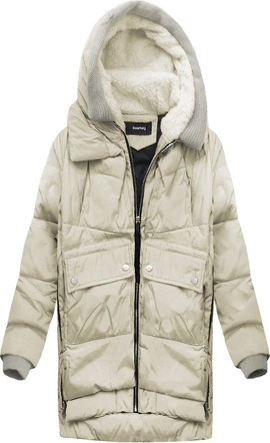 KURTKA Z PUCHEM NATURALNYM BEŻOWA (6319pu)