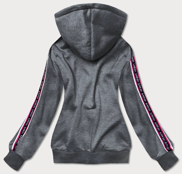 Krótka bluza damska z napisami szara ciemna (26014)