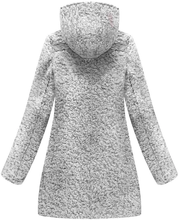 PŁASZCZ Z ASYMETRYCZNYM ZAMKIEM SZARY MELANŻ (174ART)