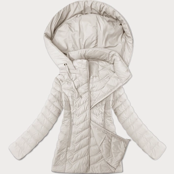 Pikowana kurtka damska z kapturem J Style ecru (16M9238-280)