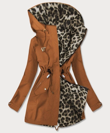 DWUSTRONNA PARKA DAMSKA Z KAPTUREM KARMELOWA (W354)