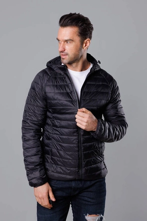 Pikowana kurtka męska z kapturem czarna (HM112-1)