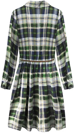 BAWEŁNIANA SUKIENKA W KRATKĘ GRANATOWO-ZIELONA (188ART)