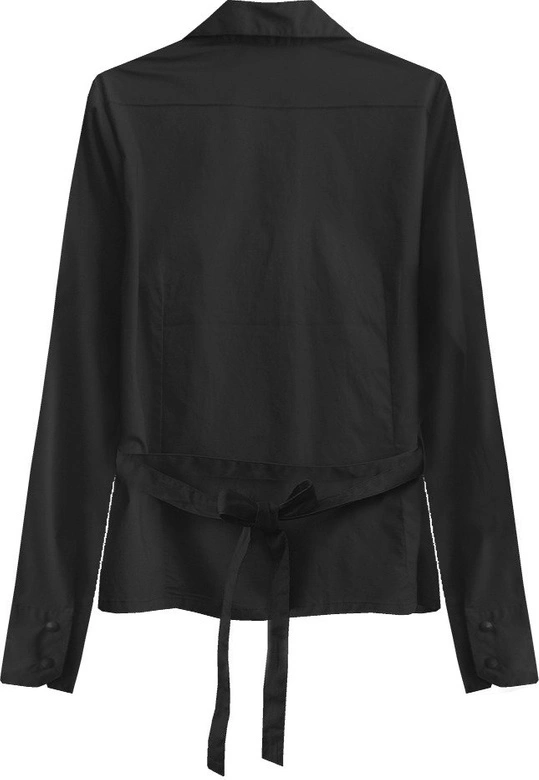 BAWEŁNIANA KOSZULA Z PASKIEM CZARNA (1017)