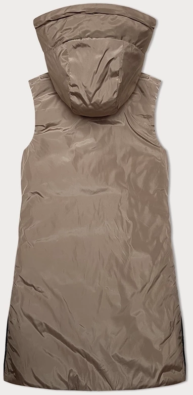 Dwustronny bezrękawnik damski z kapturem S'West czerwony/beż (B8221-4)