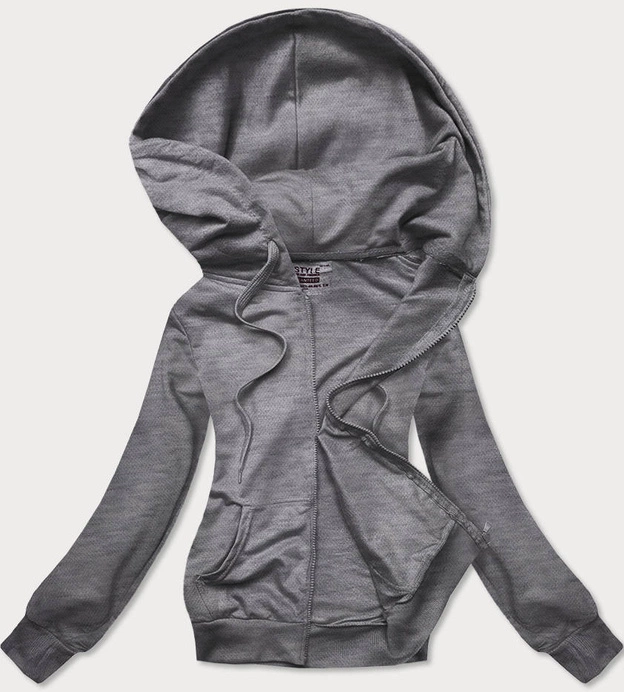 Rozpinana cienka bluza damska z kapturem ciemny szary (W08-5)