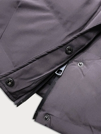 ZIMOWA KURTKA DAMSKA Z KAPTUREM CIEMNOSZARA (23071-4)