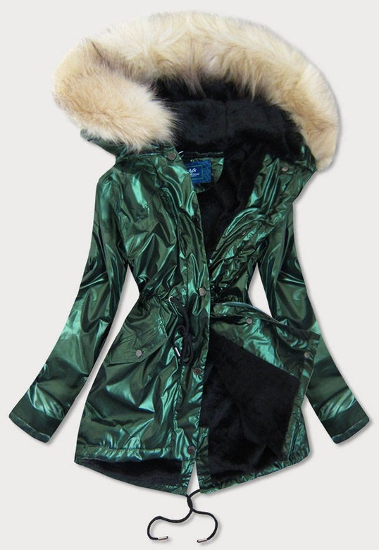 DAMSKA BŁYSZCZĄCA KURTKA PRZEJŚCIOWA ZIELONA (19143)