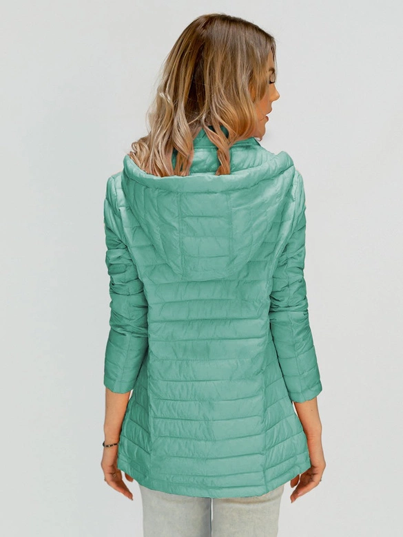 PIKOWANA KURTKA Z KAPTUREM MIĘTOWA (W629)