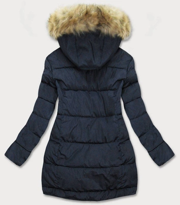 DAMSKA PIKOWANA ZIMOWA KURTKA Z KAPTUREM GRANATOWA (X859X)