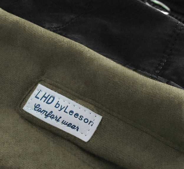 Długa bluza damska z kapturem khaki-czarna (532)