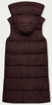 Długa kamizelka damska dwustronna brąz-beż (B8248-14)