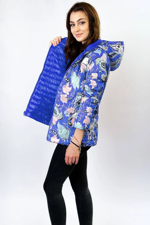 DAMSKA KURTKA DWUSTRONNA NIEBIESKA (7174)